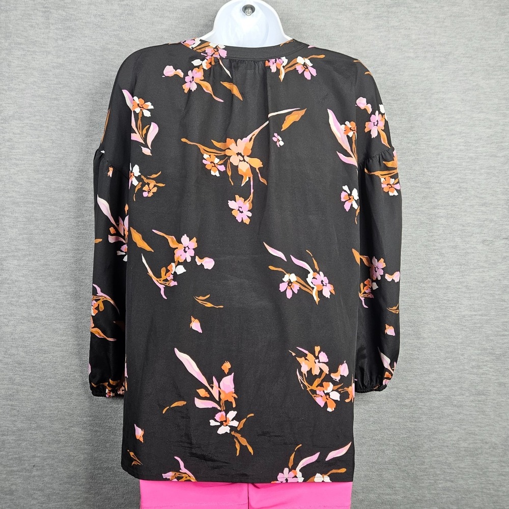 Joie Eilga Floral Printed Split Neckline Dropped Shoulders Elasticized Cuffs L - Picture 3 of 9